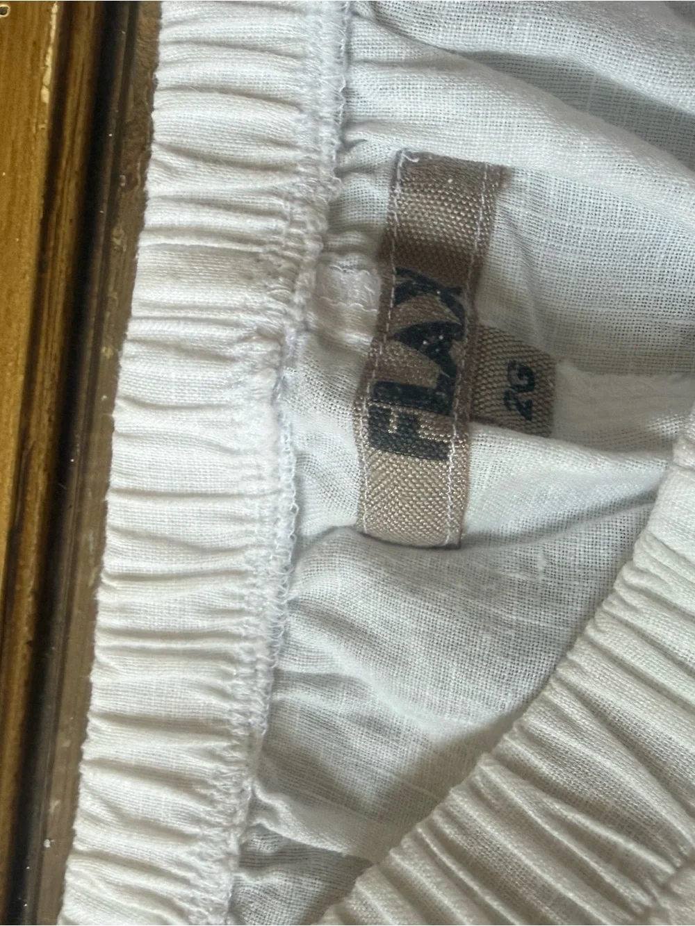 Flax Floods White Organic Linen Elastic-Waist Pants - 2G